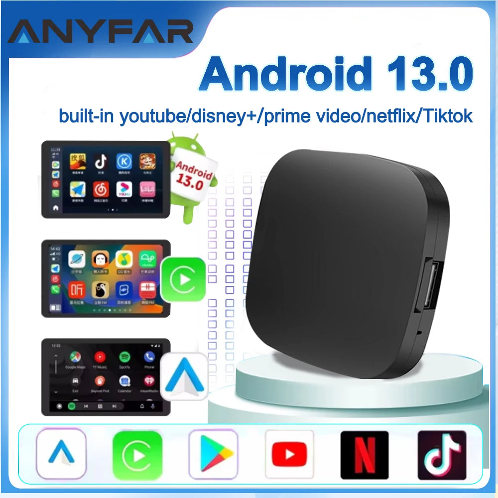 Android 13 CarPlay AI Box — Wireless CarPlay & Android Auto Adapter with App Store Support
