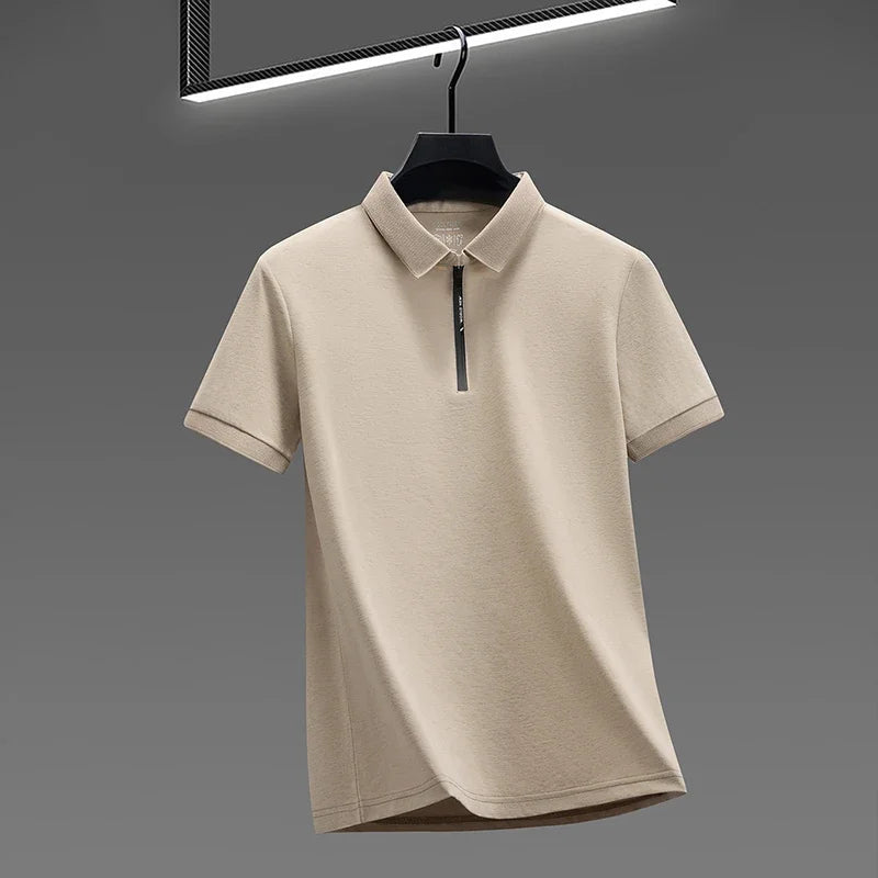 Men's Half-Zip Polo - Cool Fabric Lapel, Daily & Business Wear