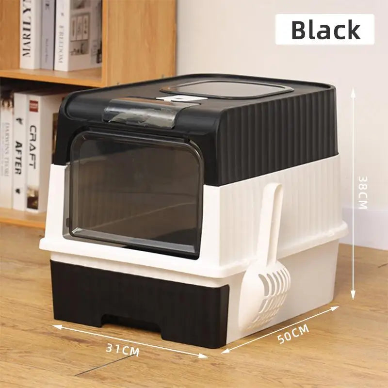 Full Enclosure Detachable Drawer Style Cat Litter Box with Cat Litter Scoop Included