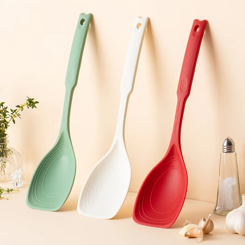Large Silicone Cooking Spoon - Non-Slip Round Handle Serving Spoon - photo 8