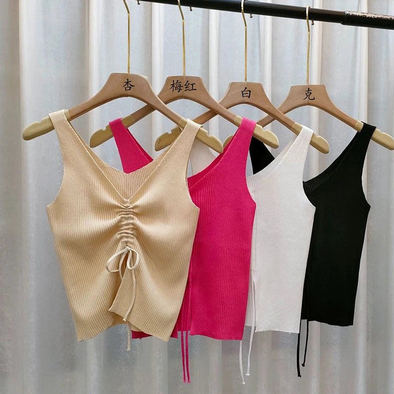 Women's drawstring V-neck tank top — view 7 of 11