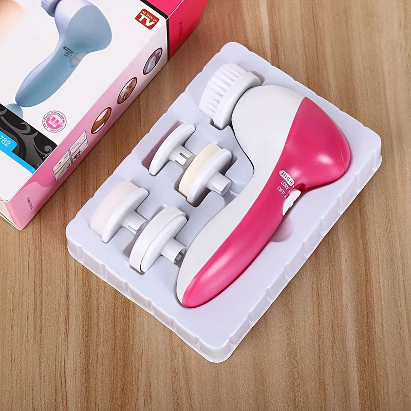 Facial Cleansing Brush Silicone Face Scrubber: 2 In1 FBS-D Electric Exfoliating Device Waterproof Deep Cleaning Exfoliation Rota