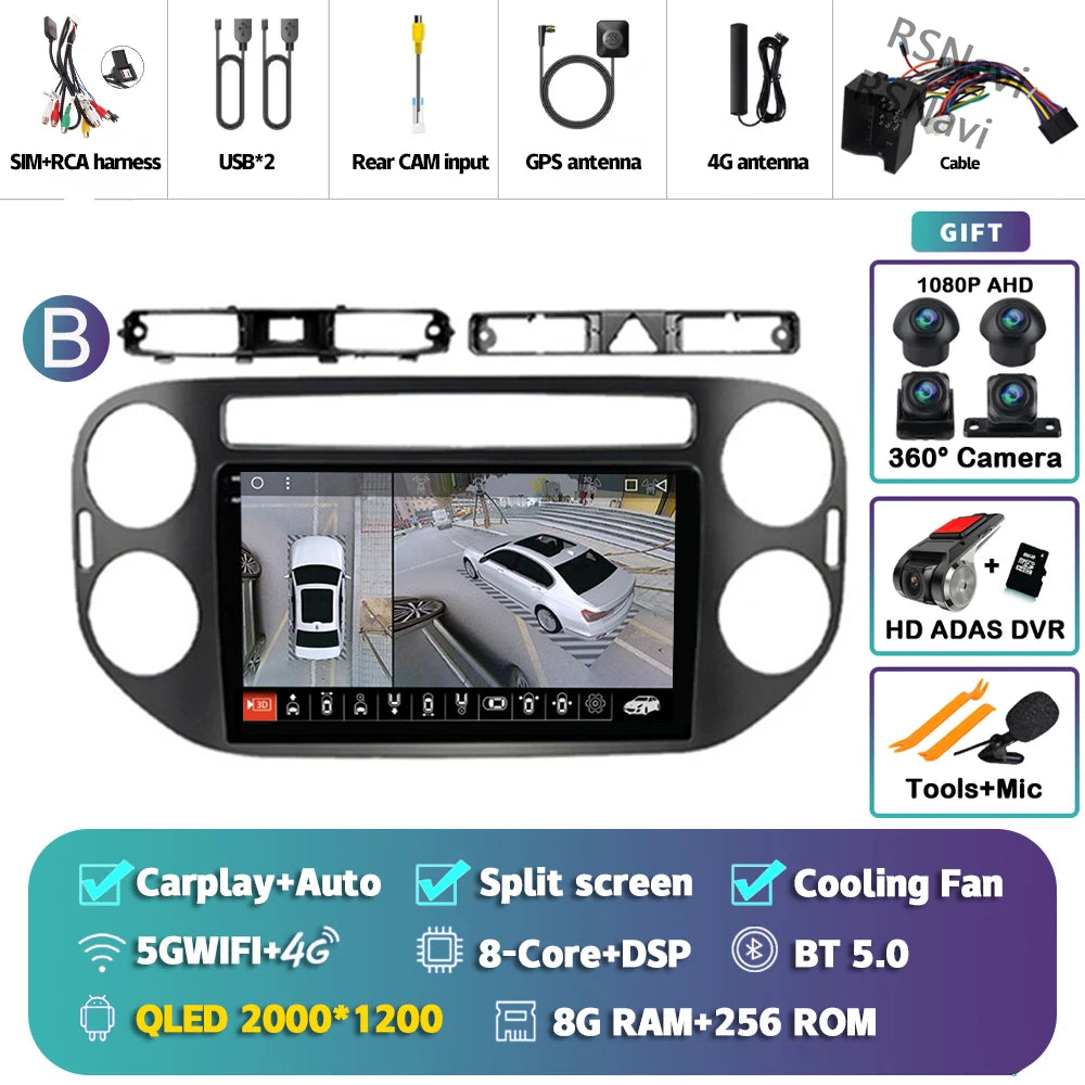Car Stereo with Apple CarPlay & Android Auto, Compatible with VW Tiguan 1 NF (2006-2016)