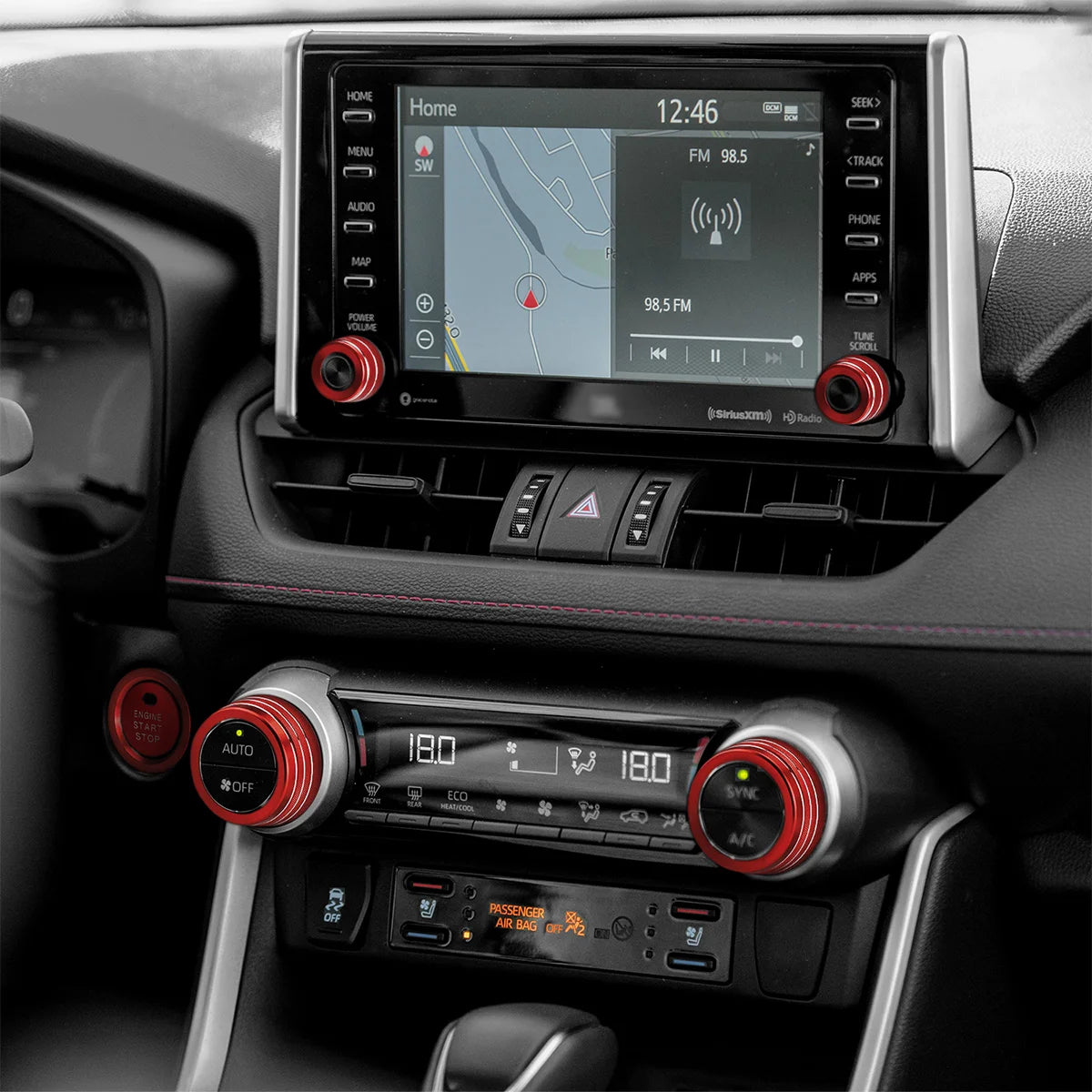 Car Engine Start Stop Button Trim Cover For Toyota RAV4 2019-2025 Center Console Air Conditioning Knob Rings Volume Switch Cover