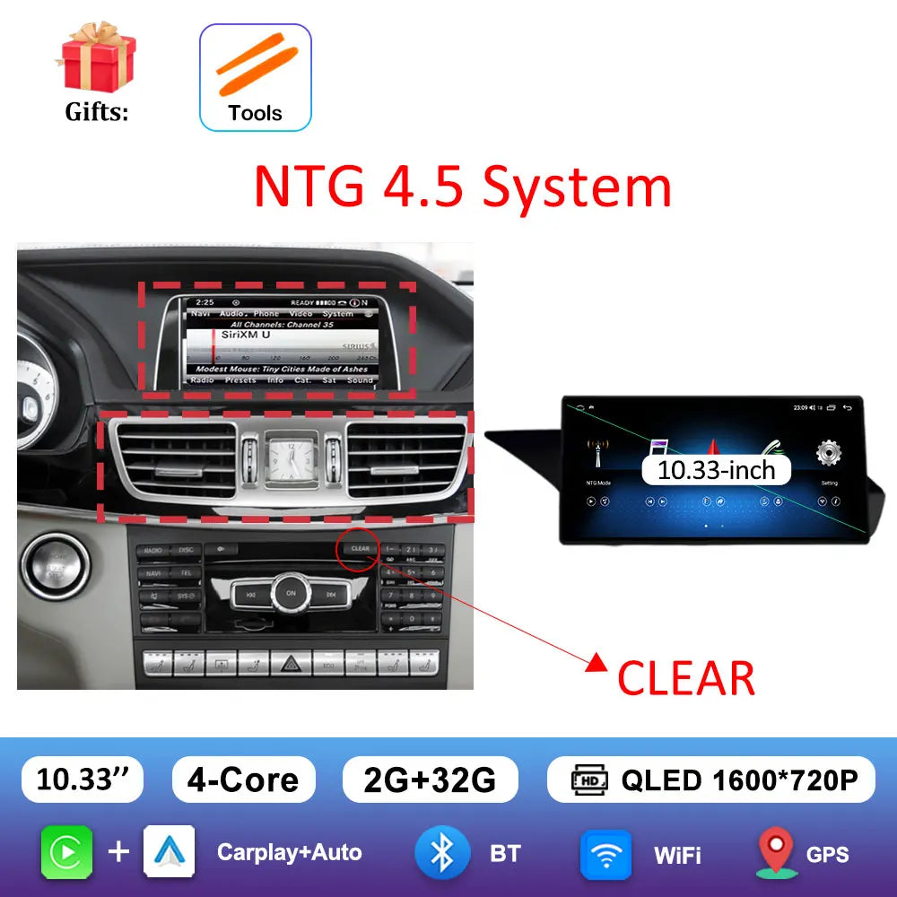 Android Car Stereo for Mercedes-Benz E-Class W212 (2009–2016) — CarPlay, QLED Screen, 4G, GPS