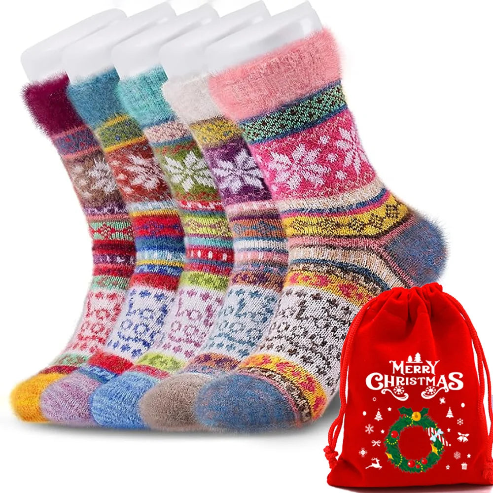 Women's Fuzzy Cozy Socks - Soft Home & Sleep Socks 5 Pairs Mixed Colors