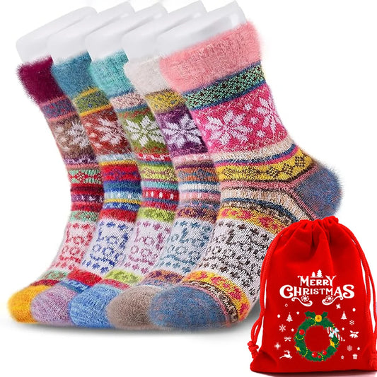 Women's Fuzzy Cozy Socks - Soft Home & Sleep Socks 5 Pairs Mixed Colors