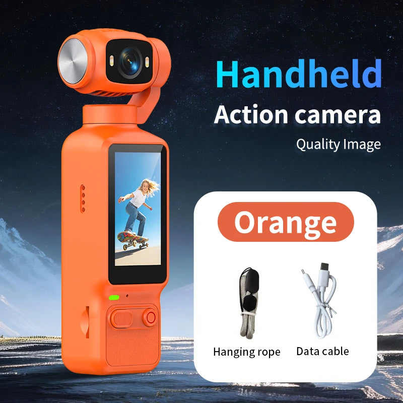 4K Handheld Action Camera — 90°/180° Rotating Lens for Vlogs