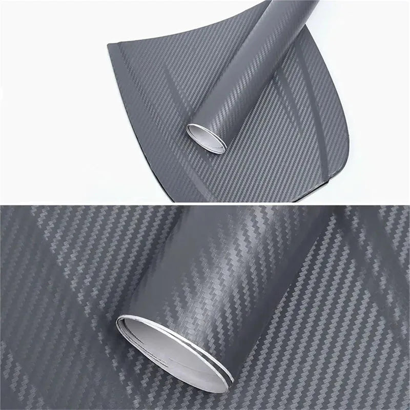 Premium 3D Grey Carbon Fiber Vinyl Wrap Roll with Air Release DIY Self Adhesive Car Decal Wrapping