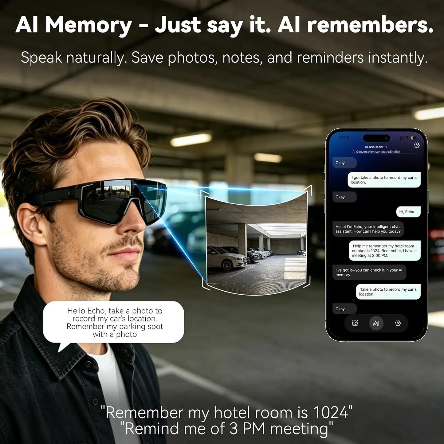 Smart Camera Glasses — 1200P Anti-Shake Video for Cycling