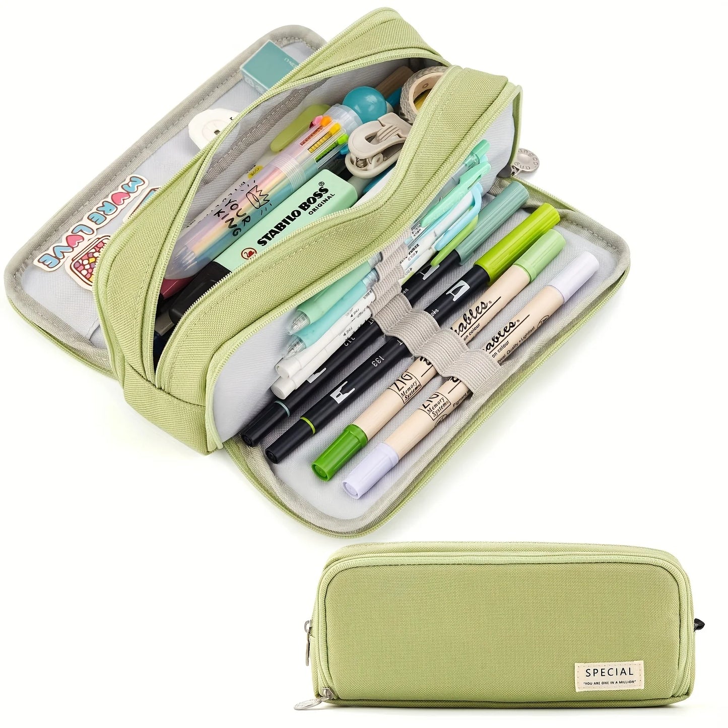 Pink girl-style pencil case with multiple layers and large capacity, sturdy and durable. Perfect partner for stationery storage