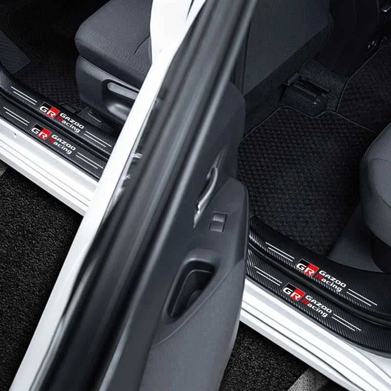 1/4/5Pcs Car Door Sill Scuff Plate Decor Carbon Fiber Stickers For Toyota Corolla Scion Yaris CHR Auris Rav4 Tacoma Hilux Verso