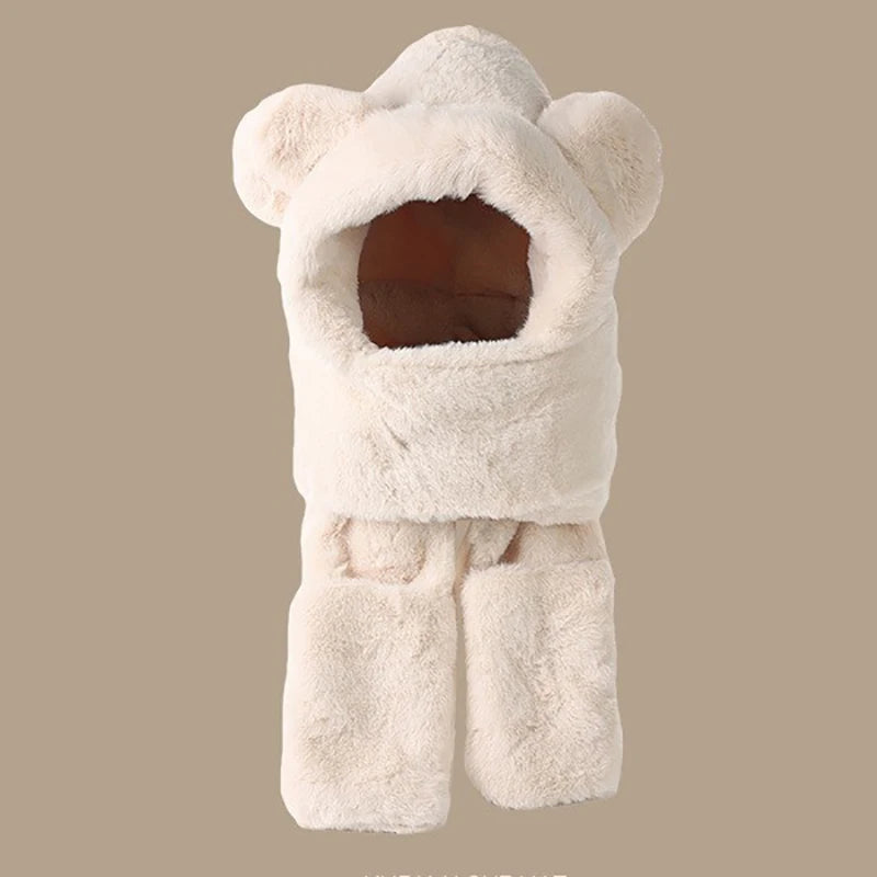 3-in-1 Bear Ear Hat, Scarf and Gloves Set, Plush