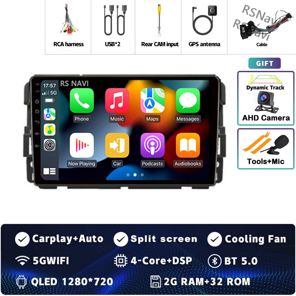 Android 16 Carplay Car Radio for Chevrolet Silverado Impala GMC Yukon Acadia Sierra Multimedia Video Player Navigation Stereo BT