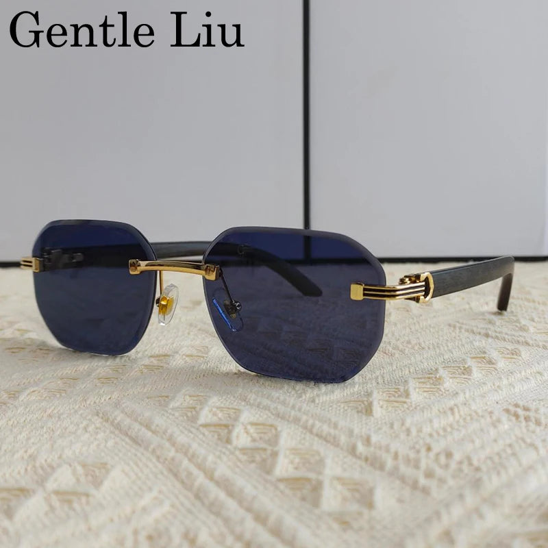 Rimless Square Sunglasses for Men — UV400 Anti-Blue-Light