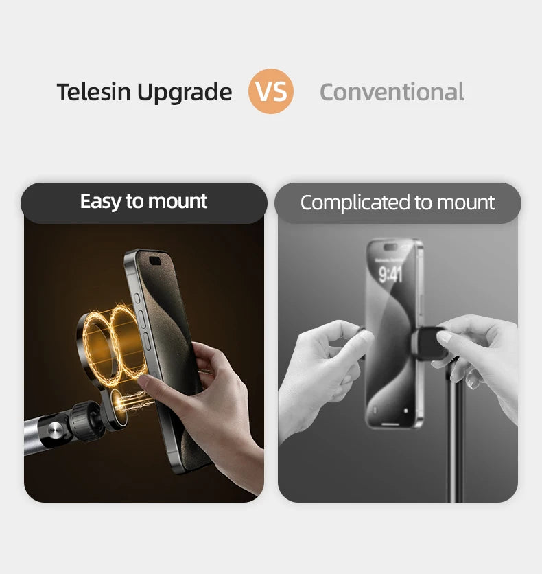 Original Telesin P3-DS-01 P3-FS-01 Adjustable Desktop Stand For Phone And Camera With Flexible Arm And Stable Base Design