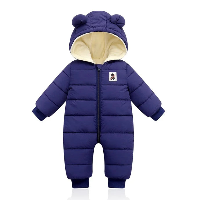 Baby Hooded Puffer Jumpsuit - Thick Plush Winter Romper for Outings - photo 11