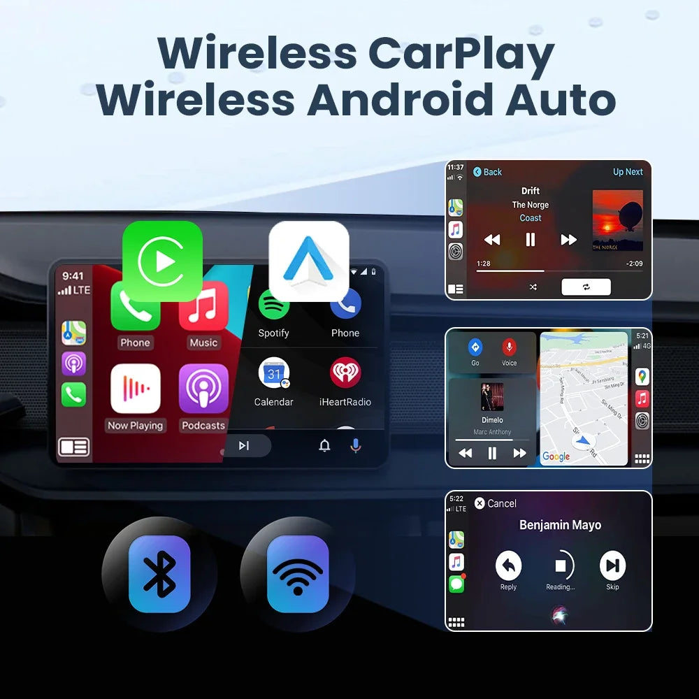 2in1 Wireless CarPlay Adapter Android Auto Dongle Bluetooth Plug&Play Car Intelligent System Suitable For Audi MG Kia VW GMC