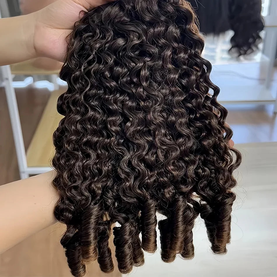 12A Burmese Curly Human Hair Bundles Water Wave Bundles Virgin Weave Human Hair Extensions Curly Ends 1/3/4 Pcs Black 30 40 Inch