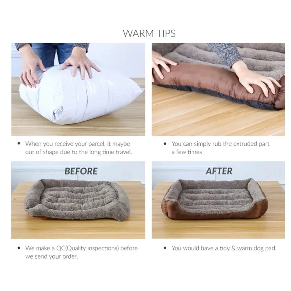 Soft Square Dog & Cat Bed — Washable Elastic Pet Sofa Cushion