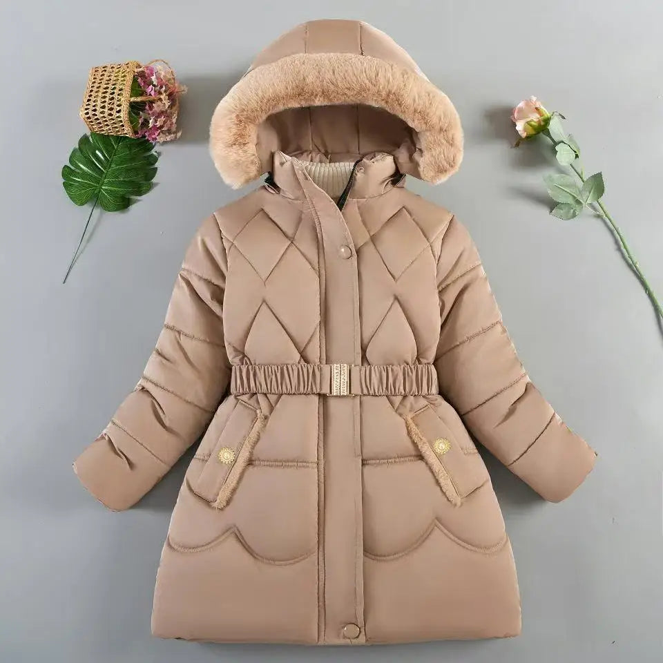Girls' Hooded Winter Coat with Belt - Plush Lined Heavy Jacket - photo 15