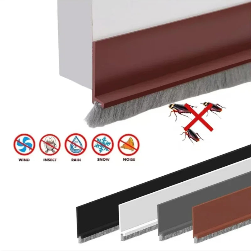 Door Draft Stopper with Brush - 1m Under-Door Seal Strip