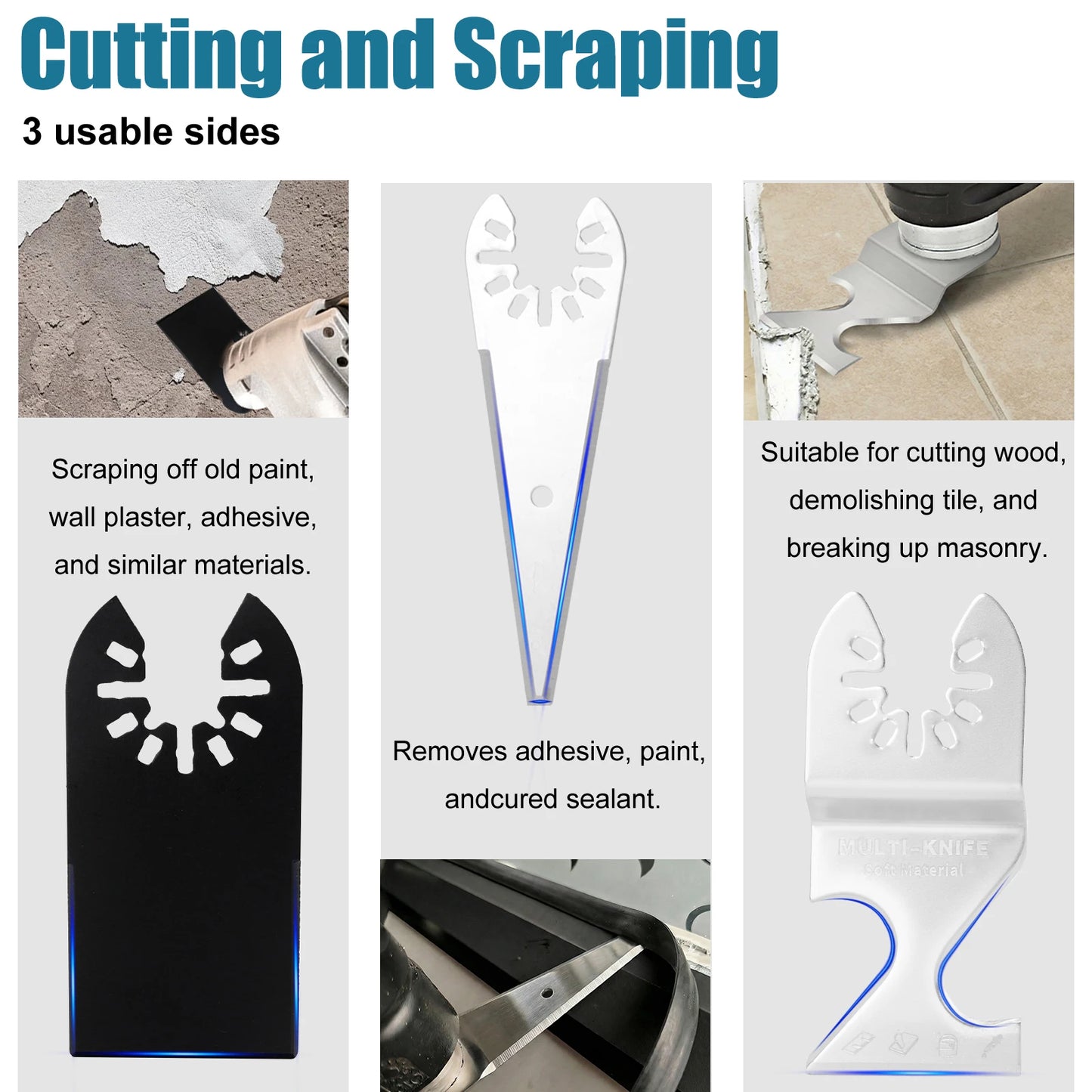 Oscillating Tool Blade Set 10-63PCS – Multi Tool Blades Kit for Wood, Metal, Plastic, Sanding & Scraping