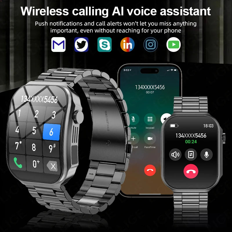 LIGE BWU15 Smart Watch – 2.2" 3D Curved Screen, BT Calling, Heart Rate, Blood Oxygen & 100+ Sports Modes | IP67