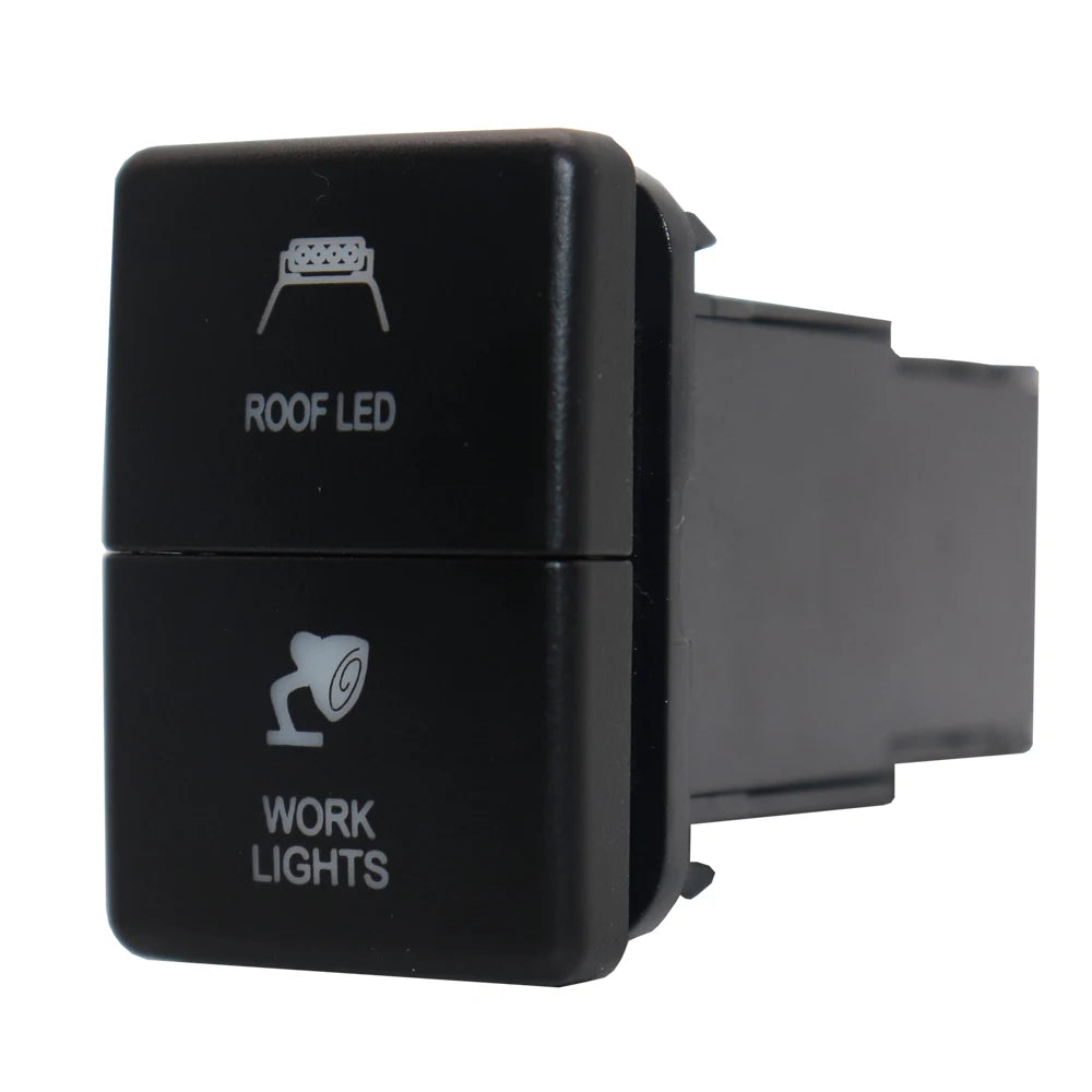 12V Dual Push Button Switch ON-Off Blue/Green Backlit 32.5mm X 22mm for Toyota 4Runner Hilux Prado RAV4, with Connector Wire