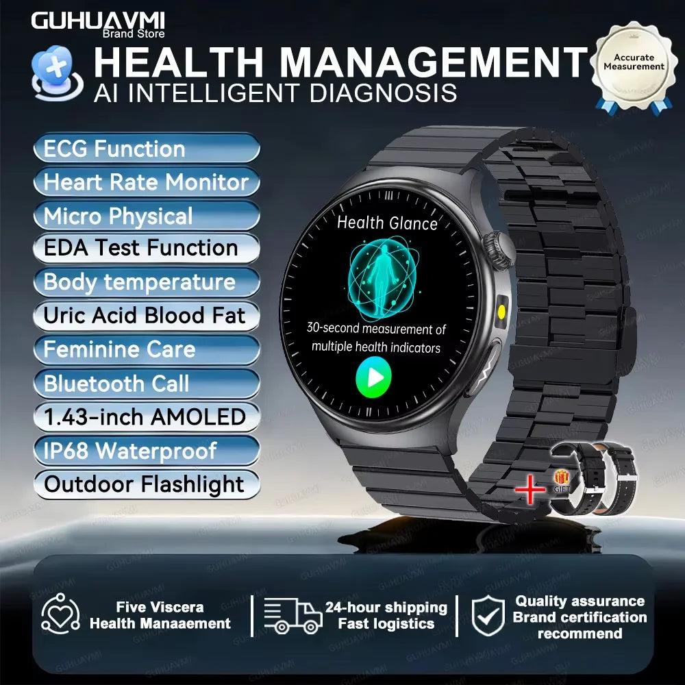 2026 New Accurate Diagnosis ECG Smart Watch Body Fat Blood oxygen BP Health Sport HD AMOLED Screen call Smart watch Men women