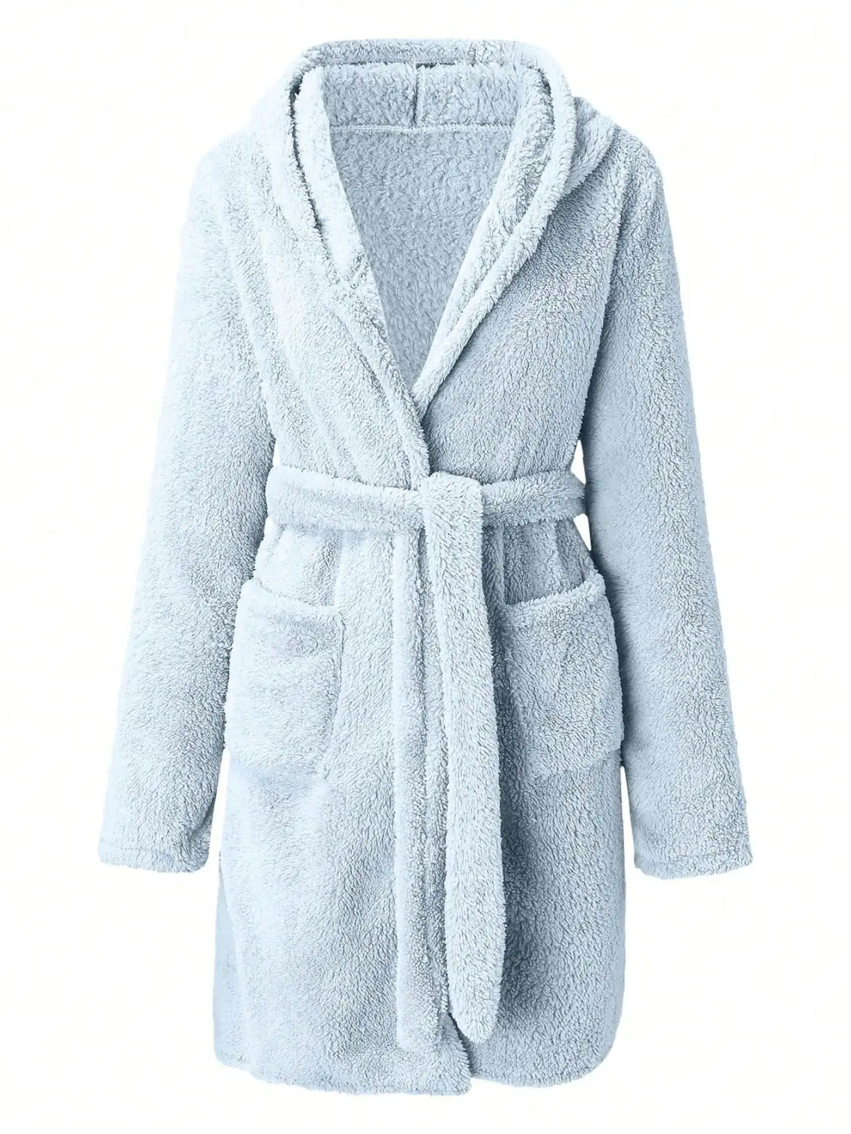 Women's Hooded Fleece Robe with Belt