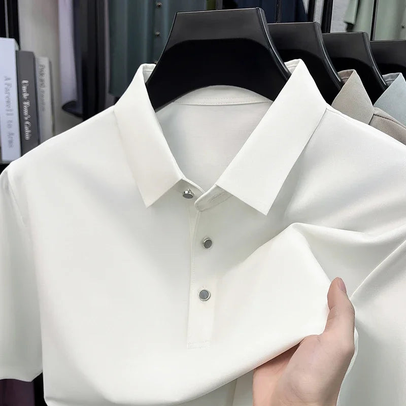 Men's Turn-Down Collar Polo - Quick-Dry Moisture-Wicking, Business