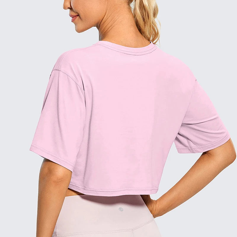 Harajuku Y2K Women's Crop Top – Casual Streetwear Short Sleeve Round Neck Loose Tee | White, Pink, Yellow | S–XL