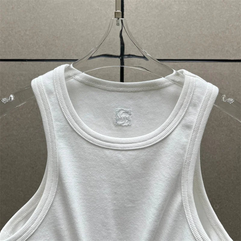 Women t-shirts New twisted flower knotted sleeveless top for summer 2026 Elastic slim pure cotton women's vest corset crop top