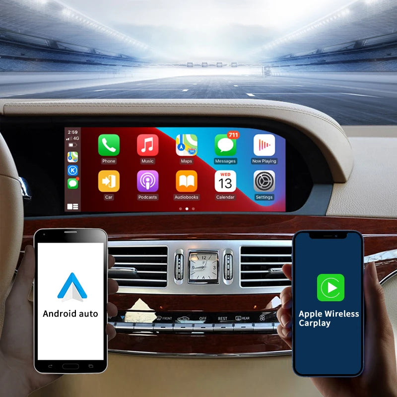 10.25" Wireless CarPlay & Android Auto Display Screen, Compatible with Mercedes-Benz S-Class W221 (NTG 3.0/3.5)