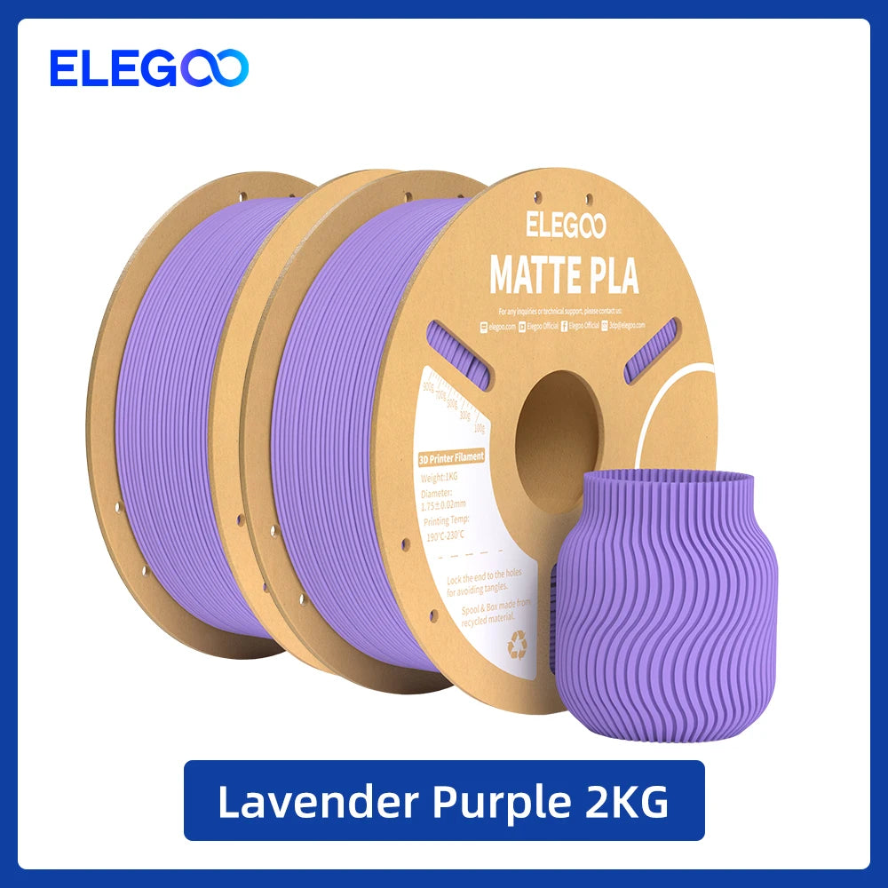 ELEGOO Matte PLA Filament 1KG,1.75mm FDM 3D Printer Filament Dimensional Accuracy +/- 0.02mm, 1kg Carboard Spool (2.2lbs)