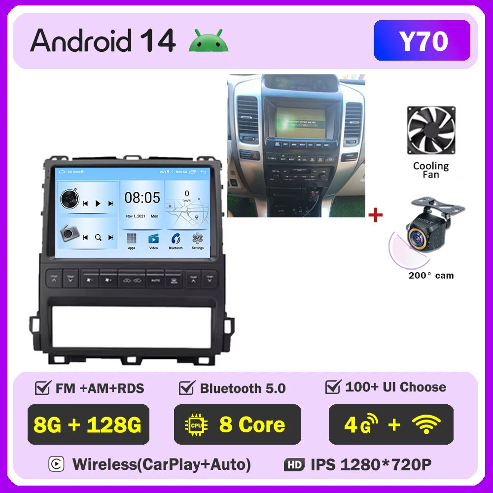 Android Car Stereo for Toyota Land Cruiser Prado & Lexus GX470 (2002–2009) — CarPlay, GPS Navigation, Multimedia