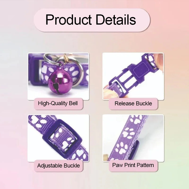 Paw Print Cat & Dog Collar - Quick-Release Bell Collar – photo 3