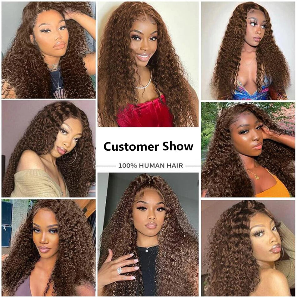 Deep Wave 13x4 / 13x6 HD Lace Front Human Hair Wig — Chocolate Brown (up to 40")