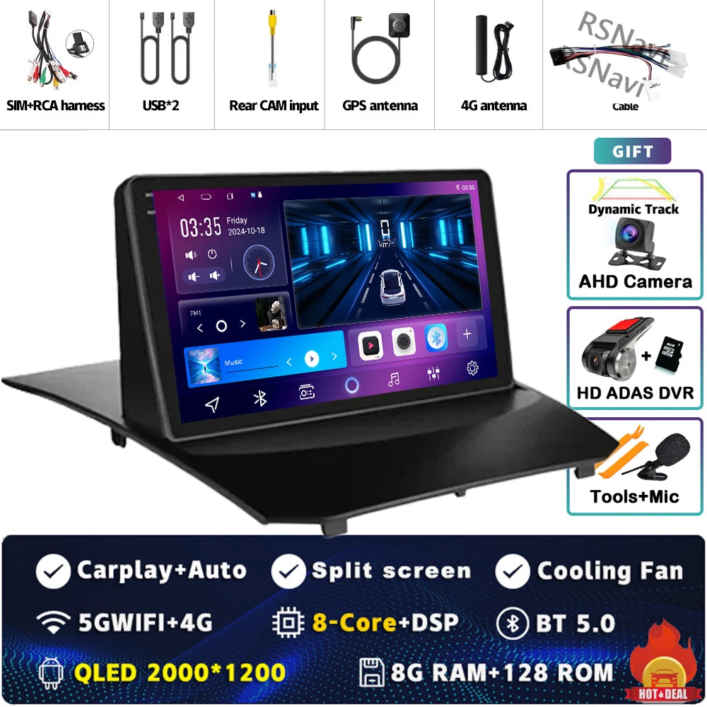Plug and Play Android 16 Carplay Auto Qualcomm Screen Car Radio Player For Ford Fiesta 2011-2015 GPS DSP Stereo BT Navigation 4G