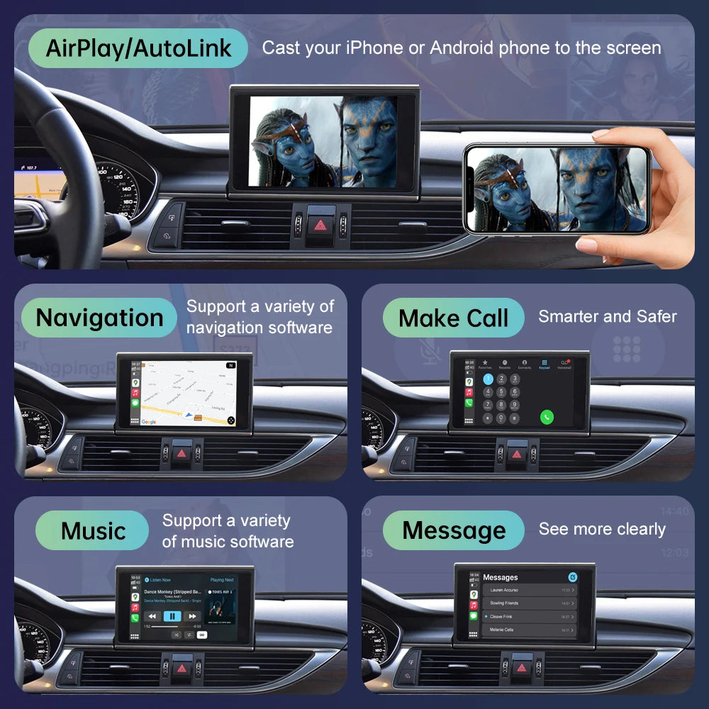 Road Top Wireless CarPlay for Audi A6 C6 A7 C7 S6 S7 2012-2018 Android Auto with AirPlay Mirror Link Car Play Functions