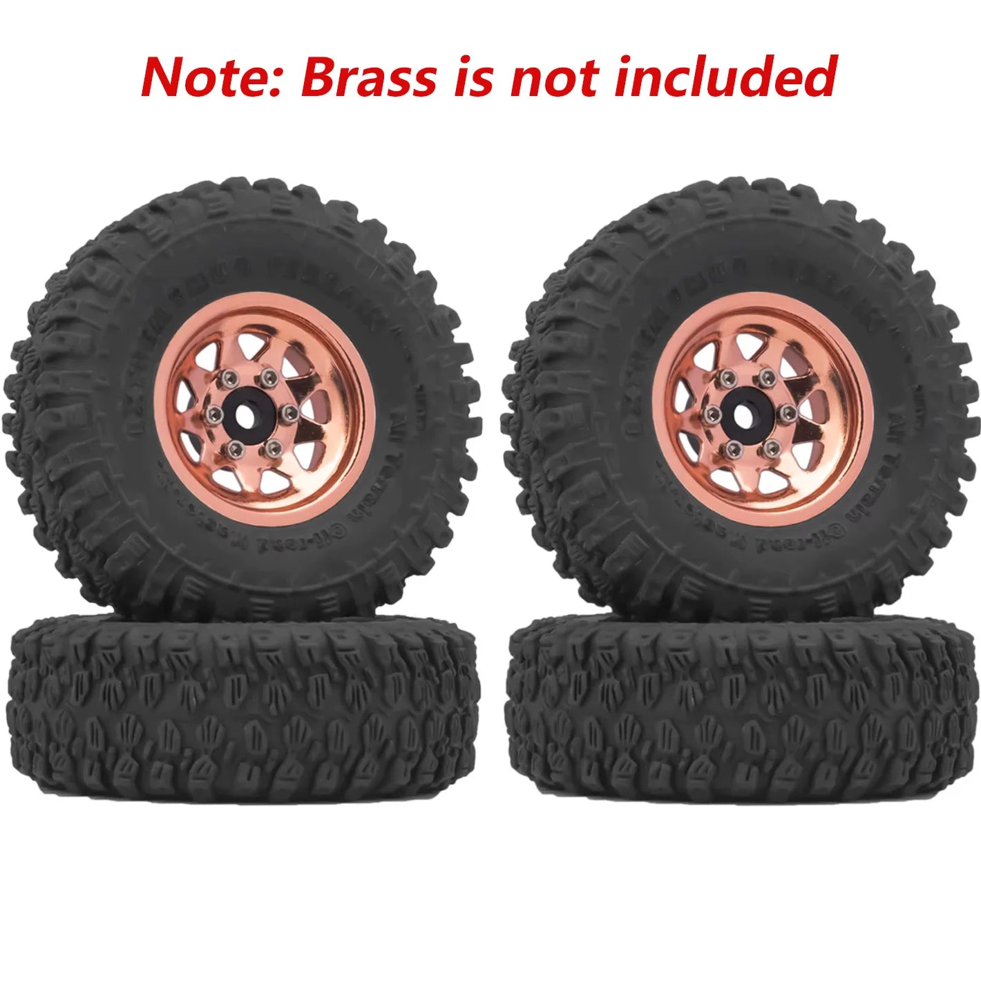 RCXAZ 1.0" Beadlock Wheel Rims 52*19mm Tires Set for 1/18 1/24 RC Crawler Car Axial SCX24 FMS FCX24 TRX4M (W1004-T1014)