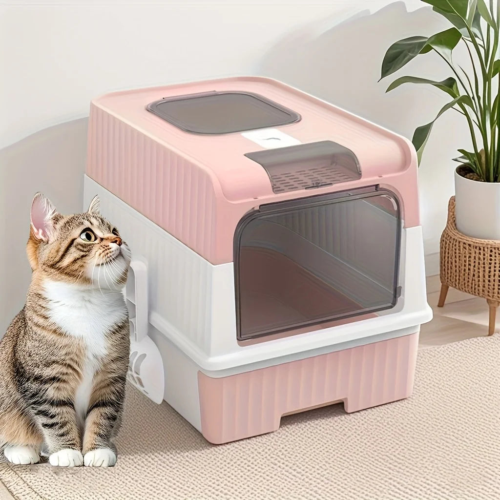 Enclosed Drawer-Style Cat Litter Box with Scoop – photo 4