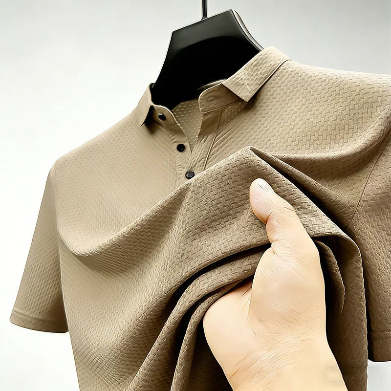 Men's Waffle-Knit Polo - Lightweight Breathable, Summer Base Layer