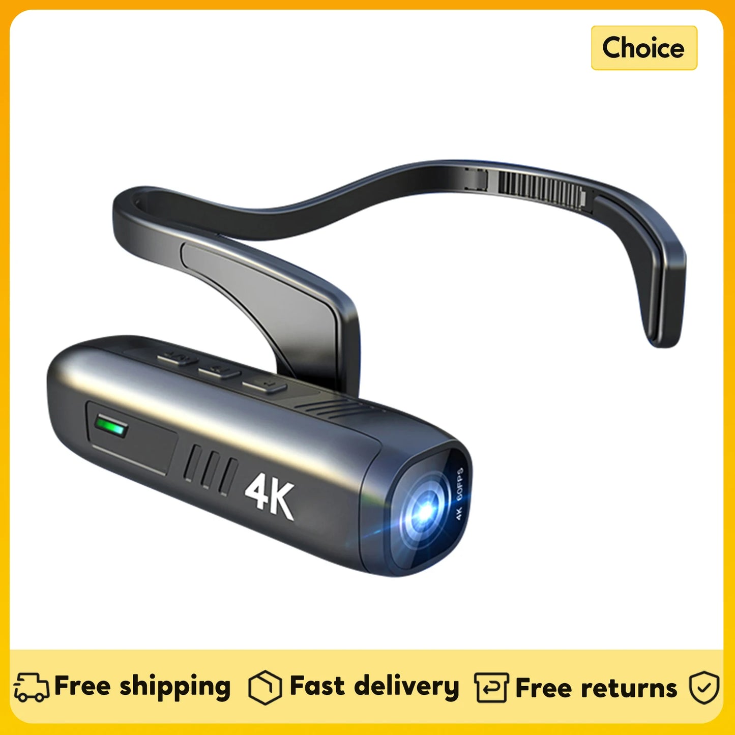 4K Head-Mounted Camera — WiFi Anti-Shake 120° Wearable Camcorder
