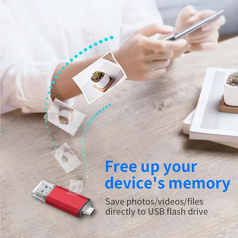 USB Flash Drive for Phone and PC — 32GB to 512GB Photo and Video Backup Stick