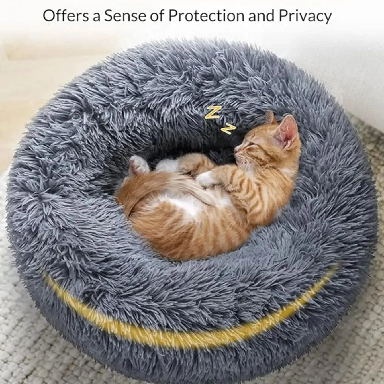 Round Plush Pet Bed — Super-Soft Washable Bed for Cats & Dogs (40–90cm)