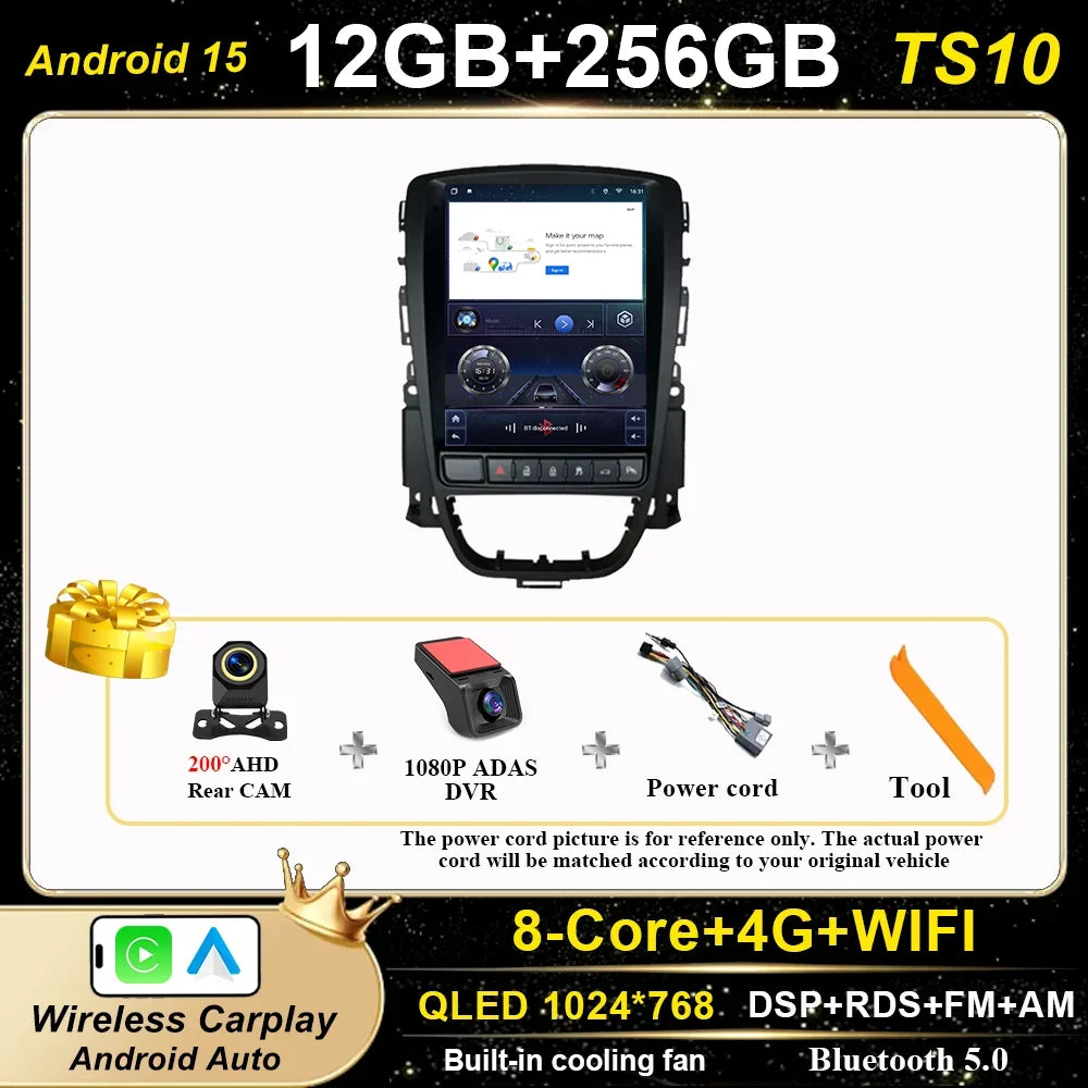 Car Stereo with Apple CarPlay & Android Auto, Compatible with Opel Astra J, Vauxhall & Buick Verano
