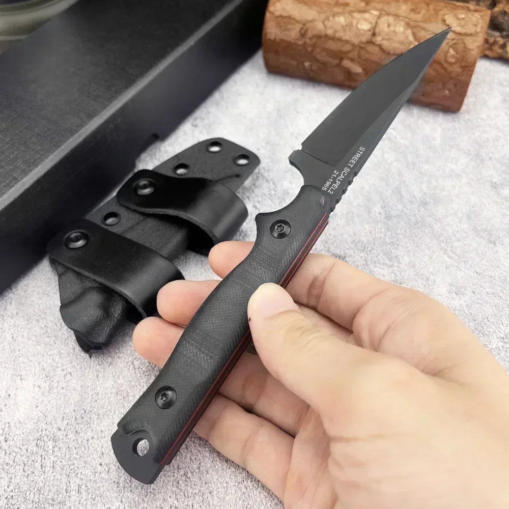 New Styles TOPS with Sheath Outdoor Straight Knife G10 Handle 8Cr13Mov Blade Camping Hunting Self-defense Multi-fuctional Tools