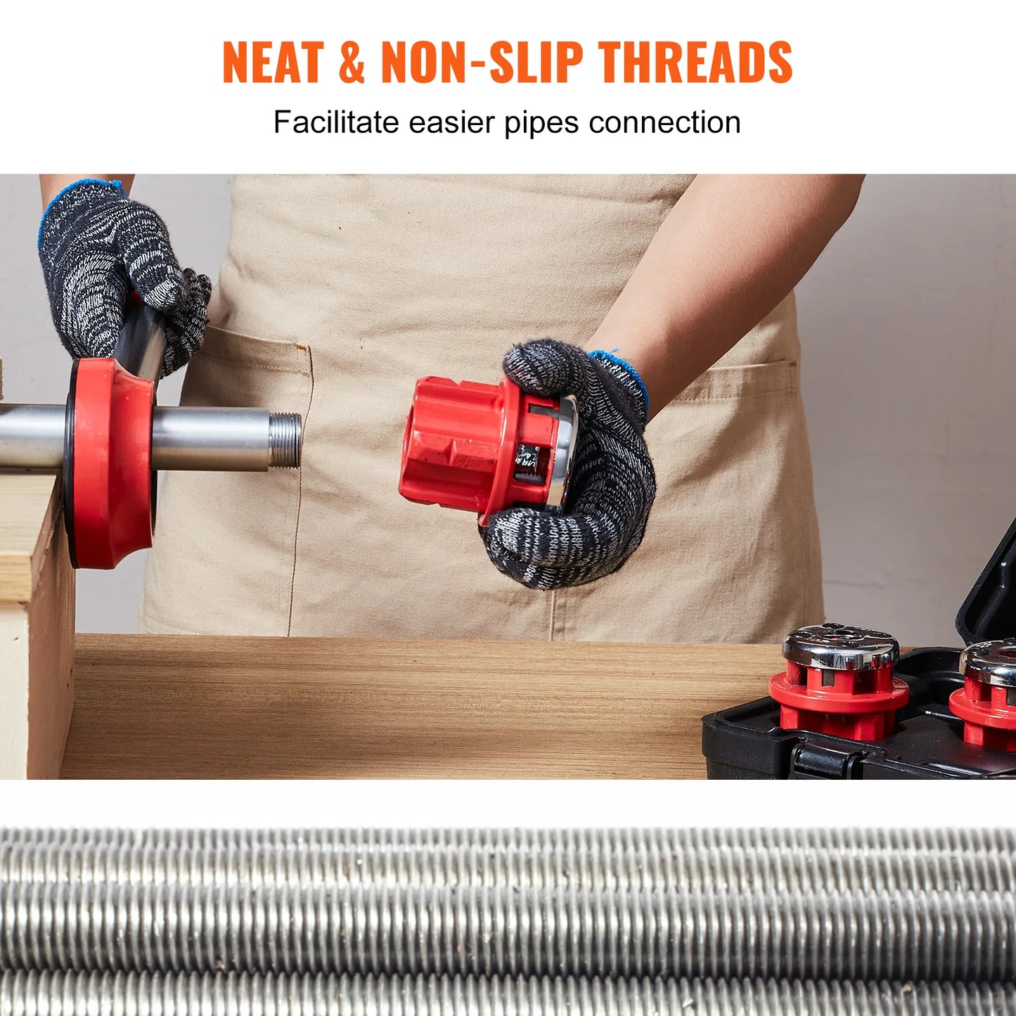 SucceBuy Pipe Threader Kit 1/2" NPT 3/4" NPT 1" NPT Manual Ratcheting Pipe Threader Portable Pipe Threading Tool Set 3PCS